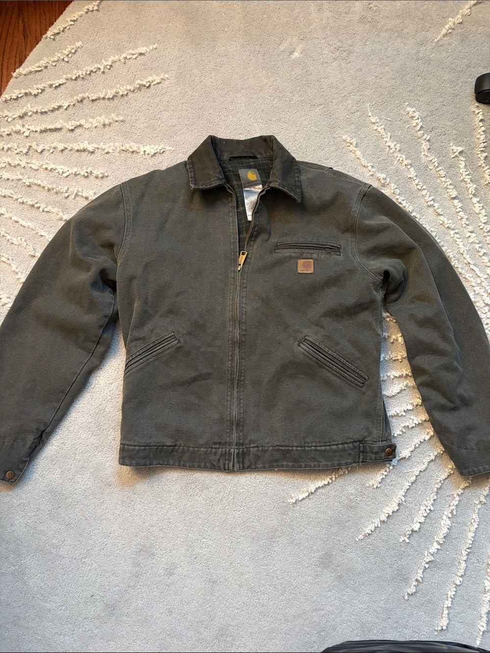 Carhartt Olive Green Canvas Zip-Front Jacket